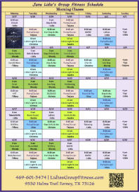 Morning Schedule for Lidia's Group Fitness | Forney, TX
